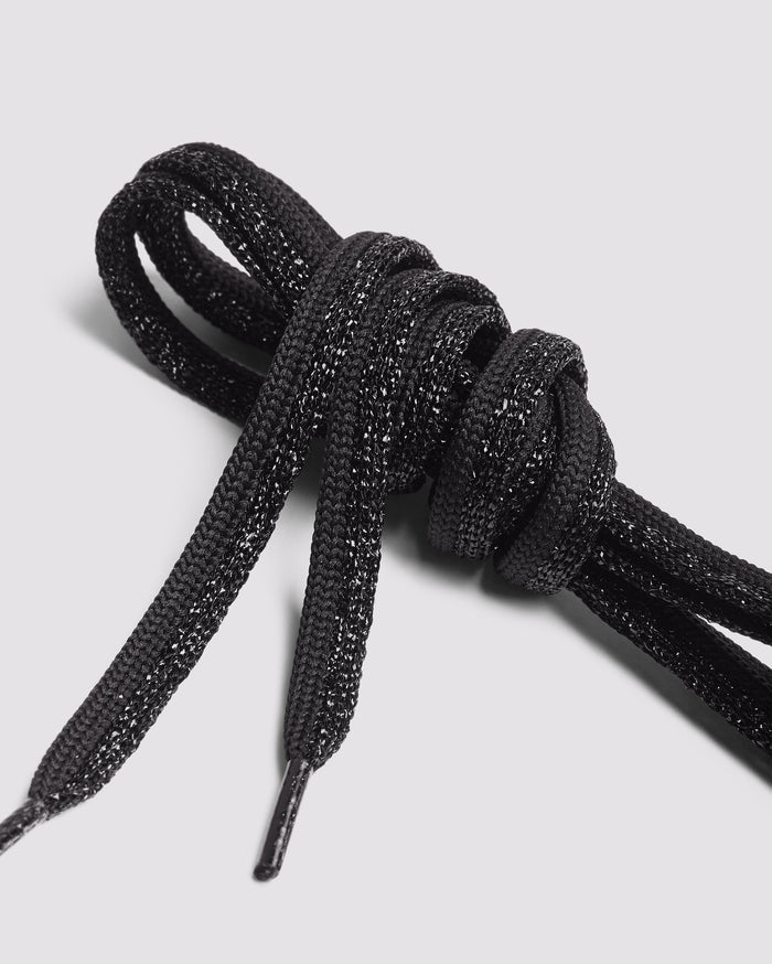 Front angle of black glitter laces