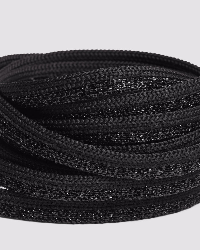 Back angle of black glitter laces