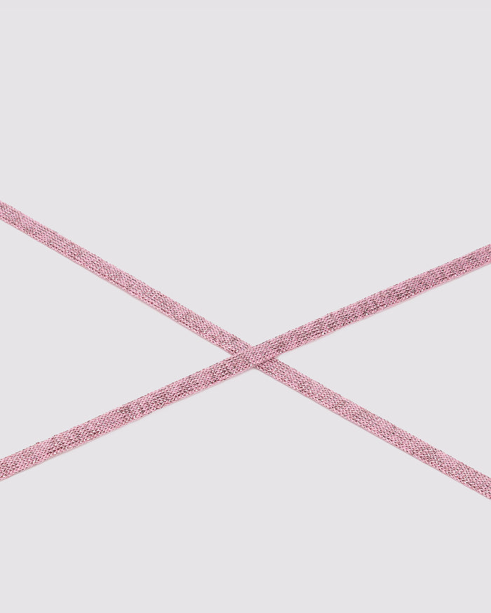 Side angle of metallic pink laces