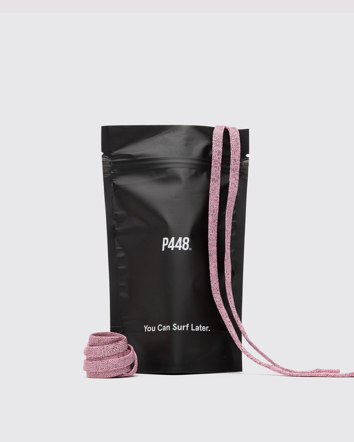 Front angle of metallic pink laces