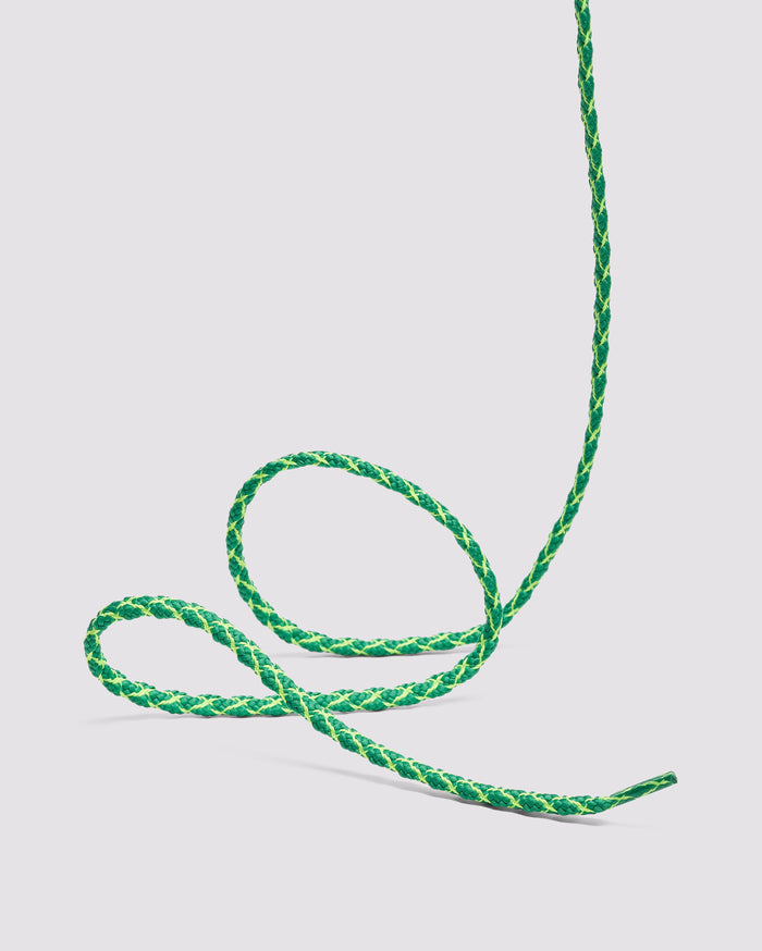 Side angle of multi green laces