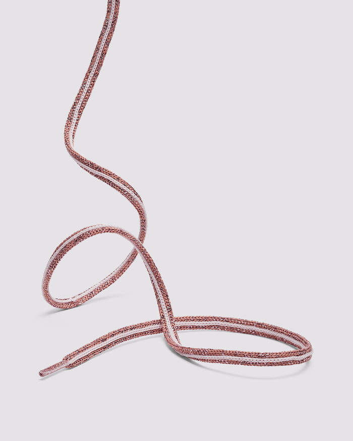 Side angle of rose/pink glitter laces
