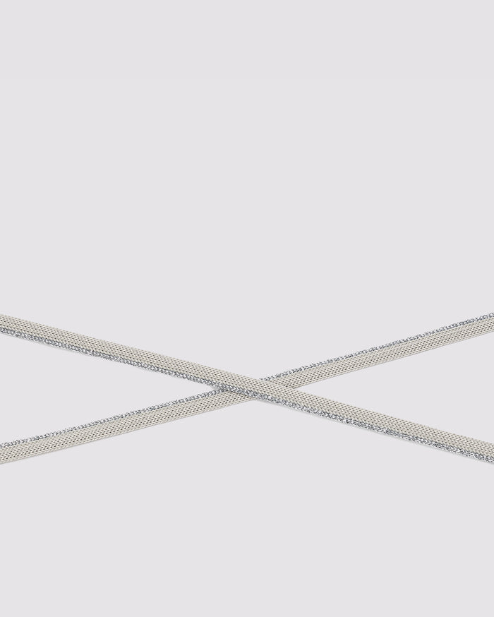 Side angle of silver sparkle laces