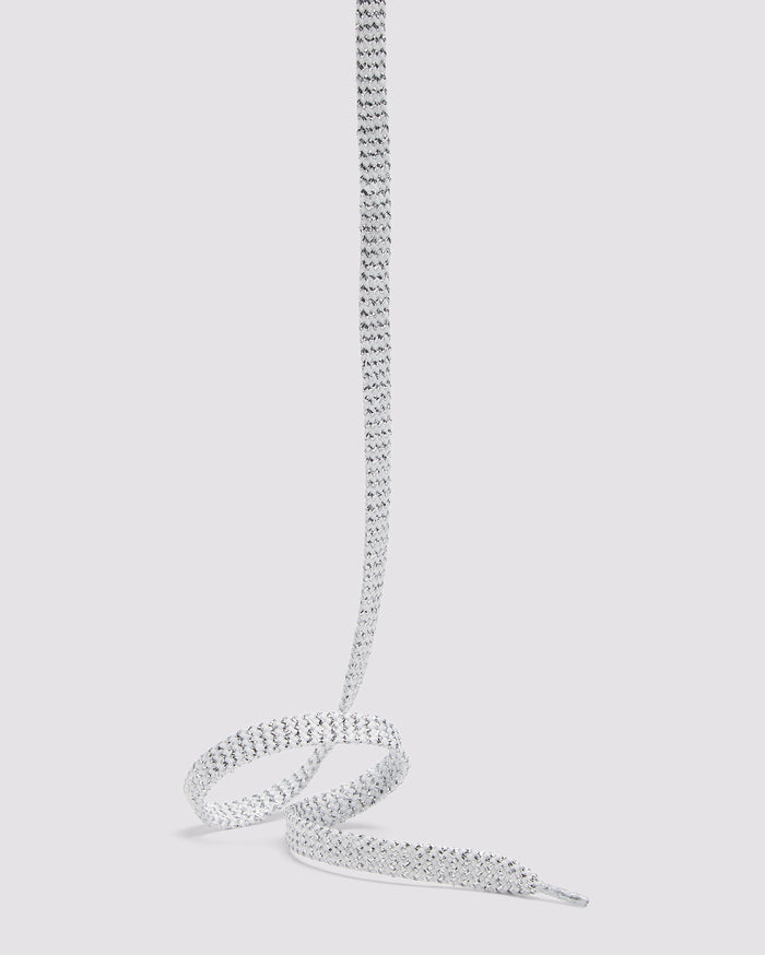 Side angle of white silver laces