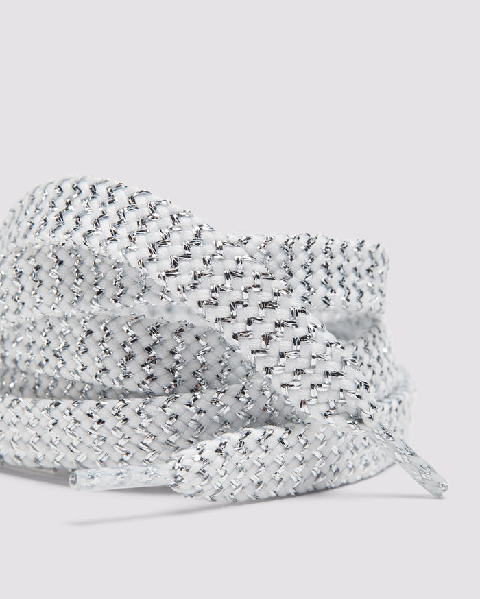 Back angle of white silver laces