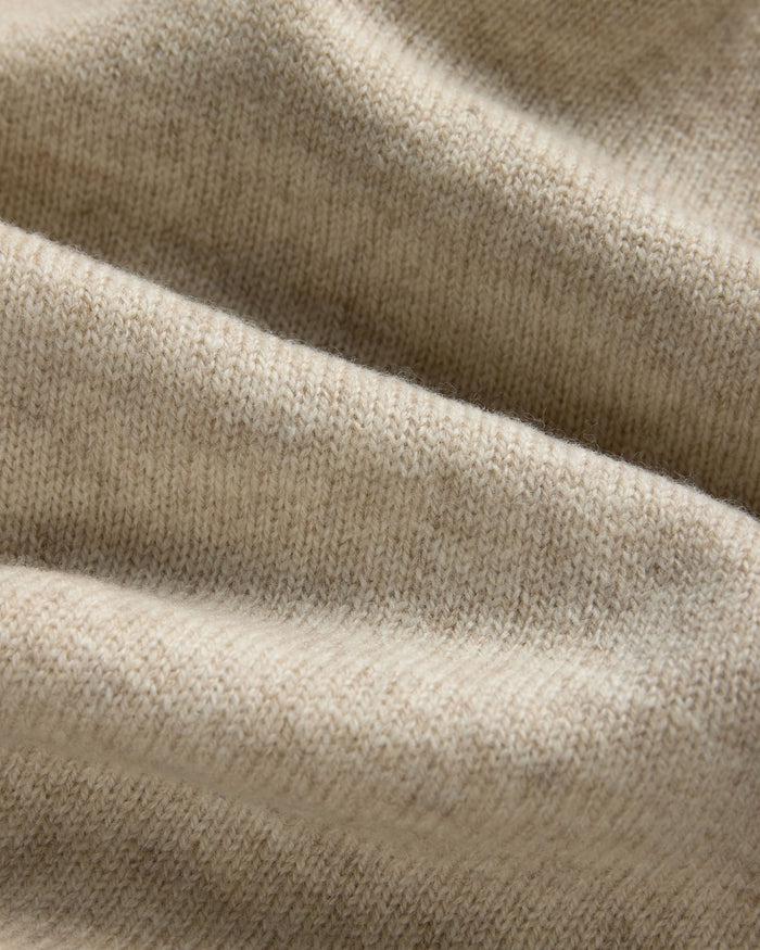 Tan Lambswool Quarter Zip-up Sweater