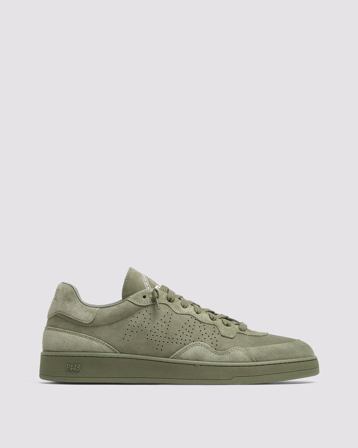 Side angle of green sneakers