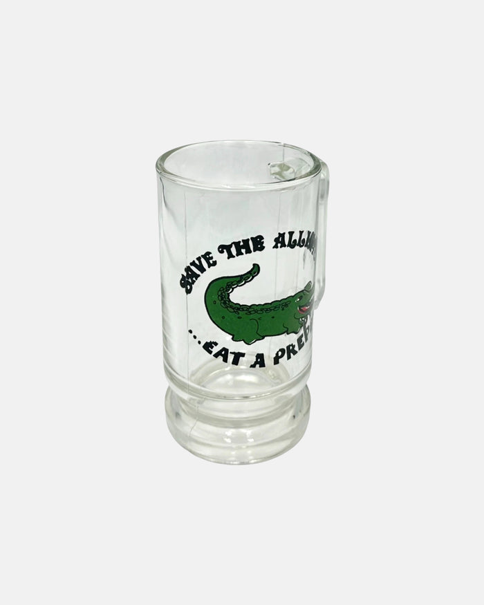 Vintage "Save the Alligator Eat a Preppy" Glass Stein