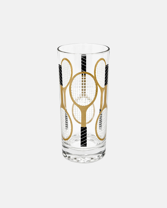 Vintage Set of 5 Tennis Racquet Highball Cocktail Glasses