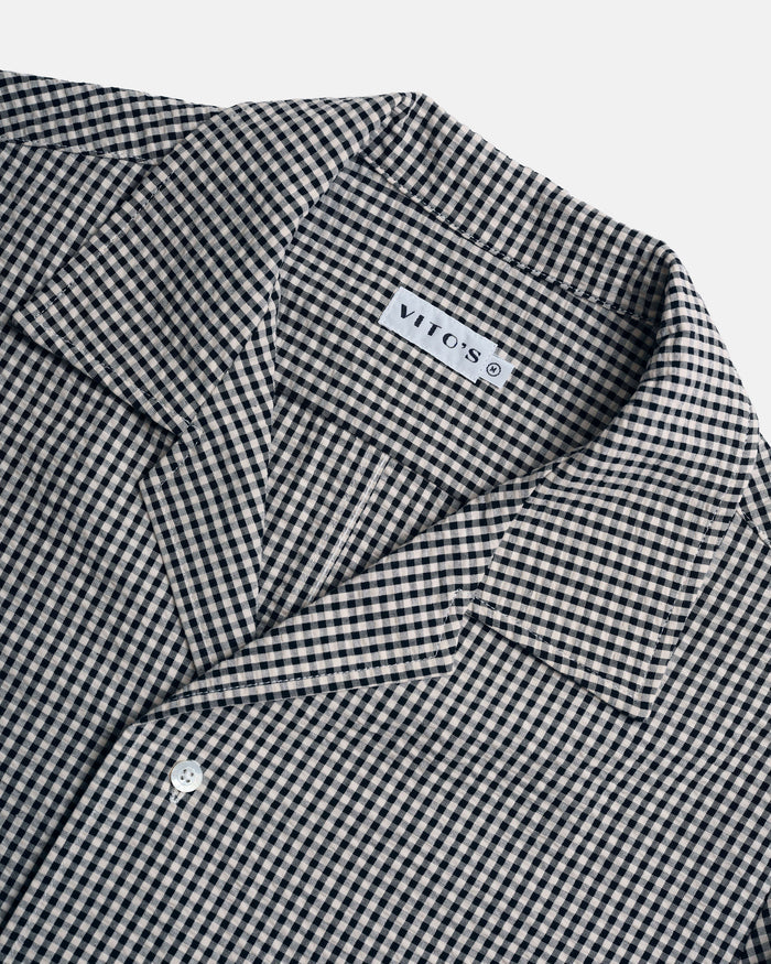 Vito's Black & White Gingham Seersucker Sport Shirt