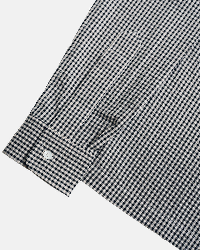 Vito's Black & White Gingham Seersucker Sport Shirt