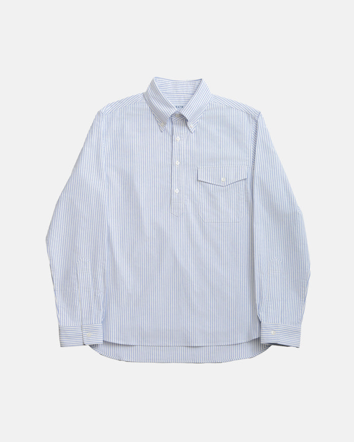 Vito's Blue & White Stripe Popover Oxford Shirt