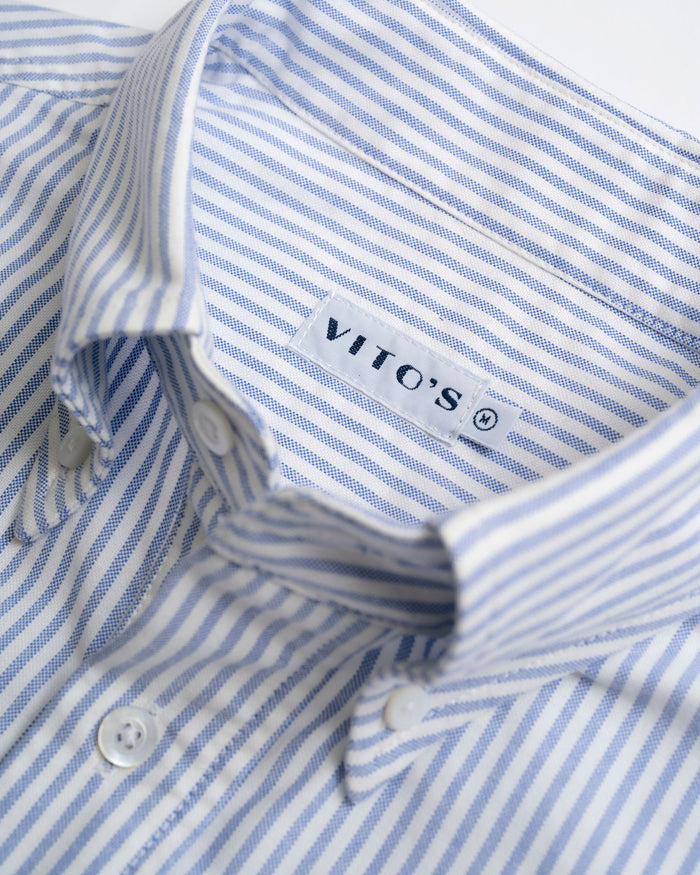 Vito's Blue & White Stripe Popover Oxford Shirt