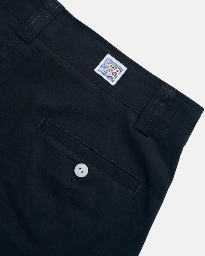 Vito's Charcoal Navy Cotton/Linen High n' Wide Pant