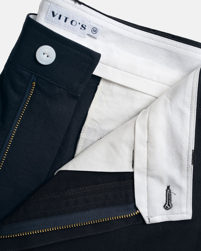 Vito's Charcoal Navy Cotton/Linen High n' Wide Pant