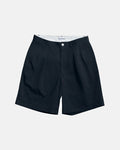 Vito's Charcoal Navy Cotton/Linen Pleated Short