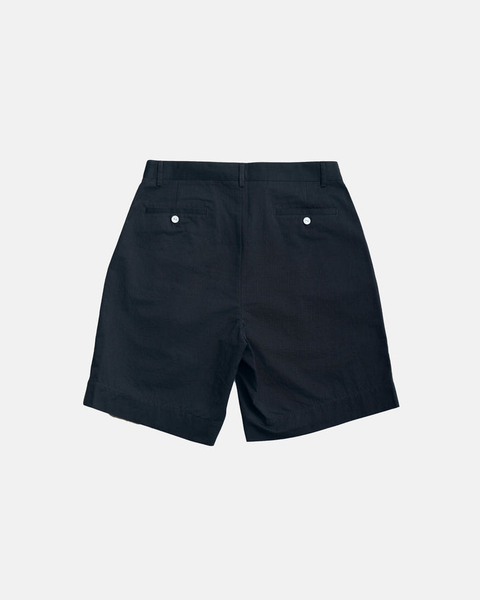 Vito's Charcoal Navy Cotton/Linen Pleated Short