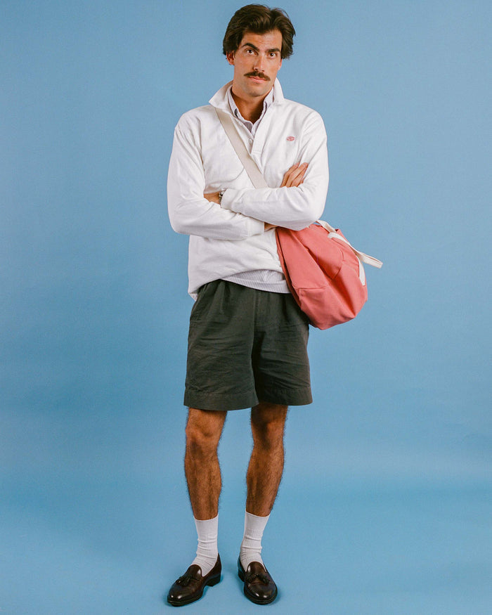 Vito's Charcoal Navy Cotton/Linen Pleated Short