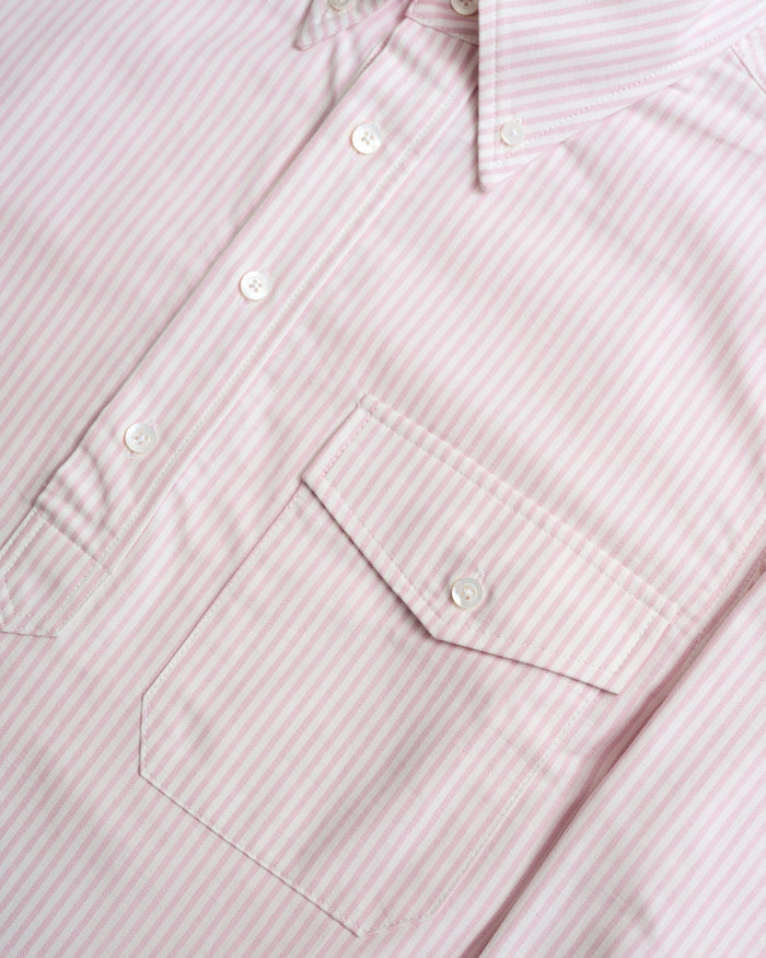 Vito's Pink & White Stripe Popover Oxford Shirt