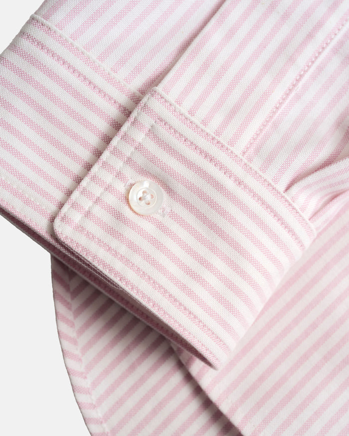 Vito's Pink & White Stripe Popover Oxford Shirt
