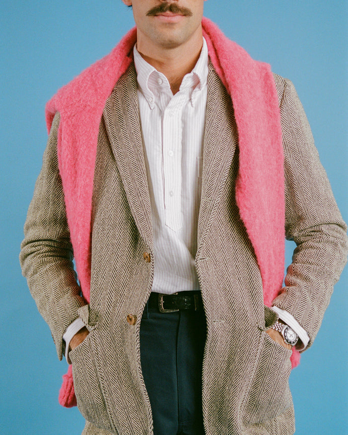 Vito's Pink & White Stripe Popover Oxford Shirt