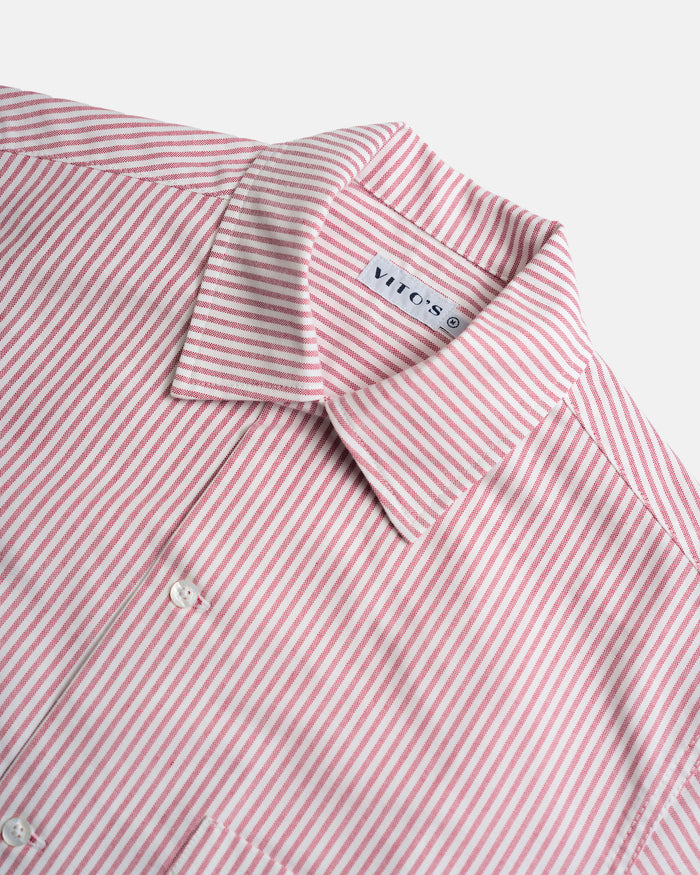 Vito's Red & White Stripe Short Sleeve Sport Shirt