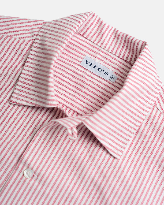 Vito's Red & White Stripe Short Sleeve Sport Shirt