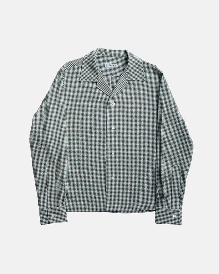 Vito's Seafoam Green & White Gingham Seersucker Sport Shirt
