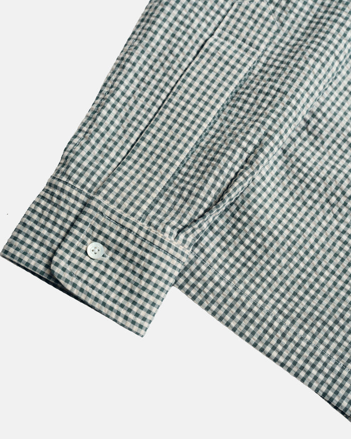 Vito's Seafoam Green & White Gingham Seersucker Sport Shirt