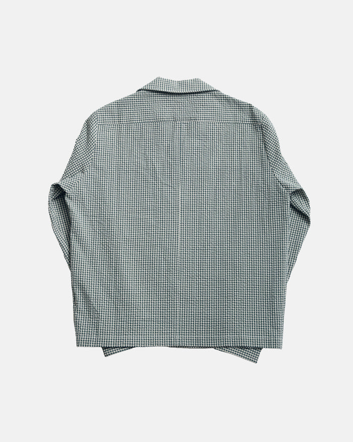 Vito's Seafoam Green & White Gingham Seersucker Sport Shirt
