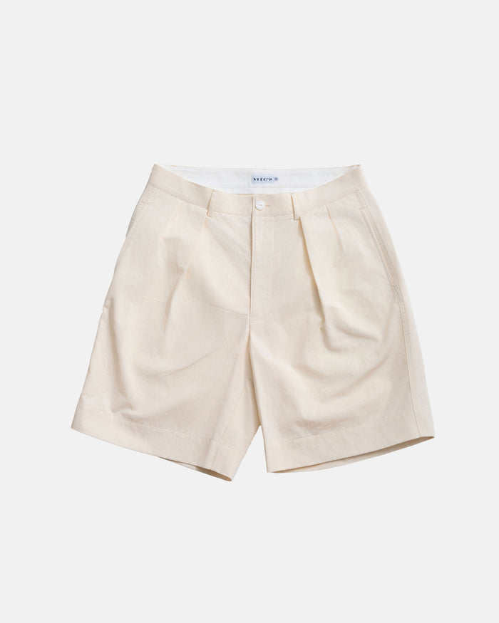 Vito's Stone Cotton/Linen Pleated Short