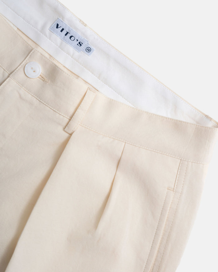 Vito's Stone Cotton/Linen Pleated Short