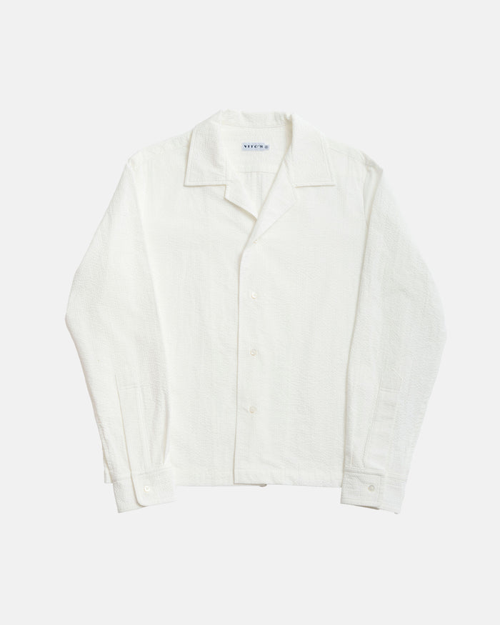 Vito's White Seersucker Sport Shirt