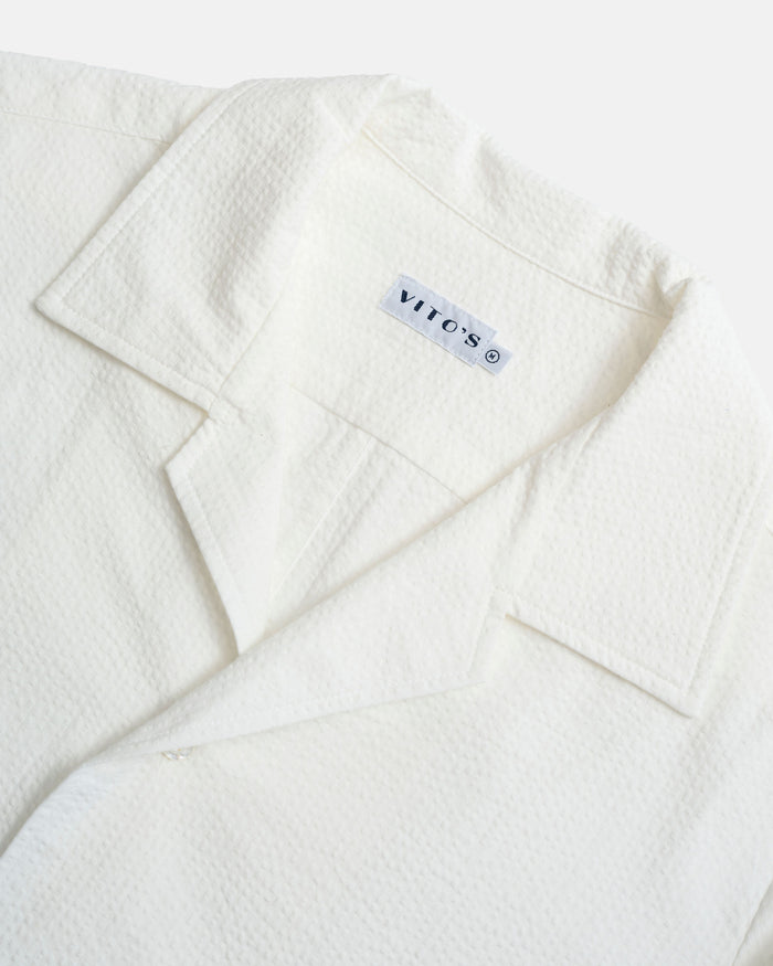 Vito's White Seersucker Sport Shirt