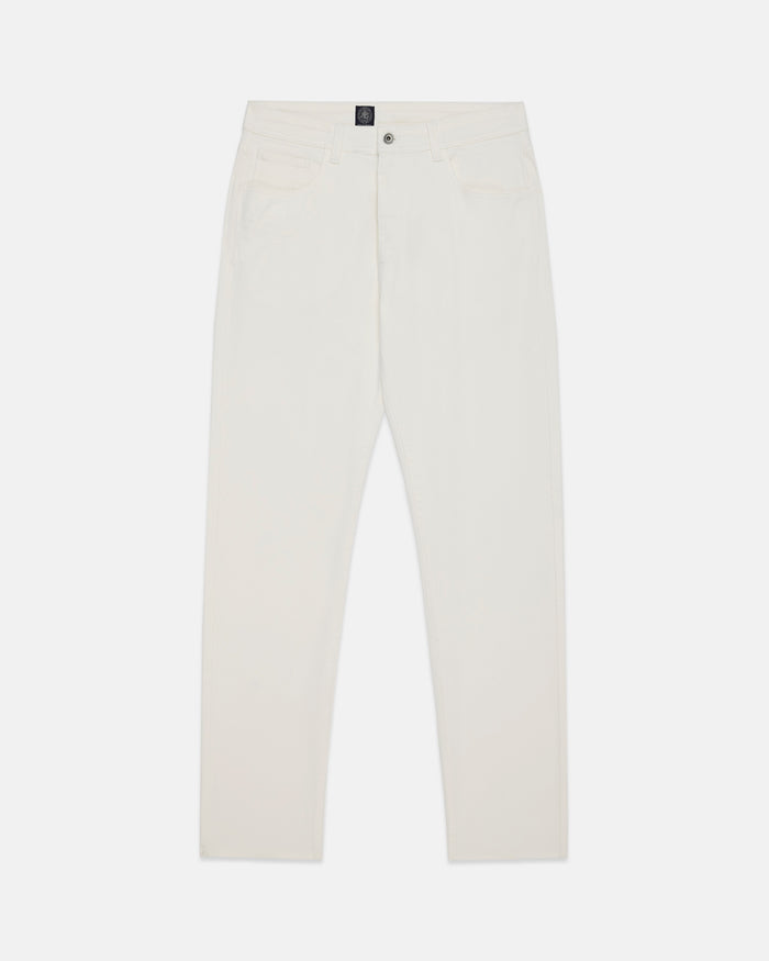 White 5-Pocket Cotton Twill Pant