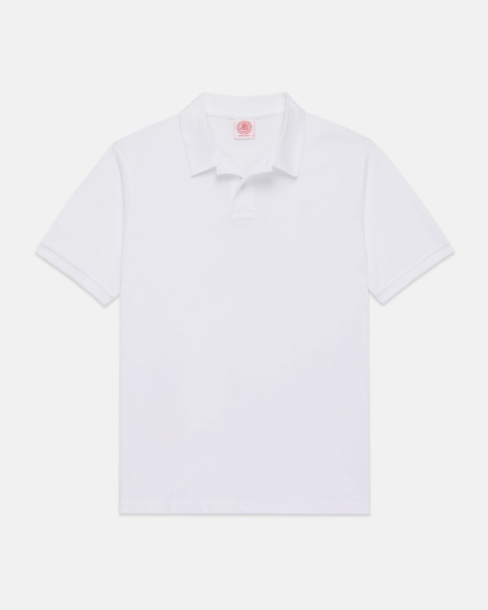 White Cotton Pique Polo