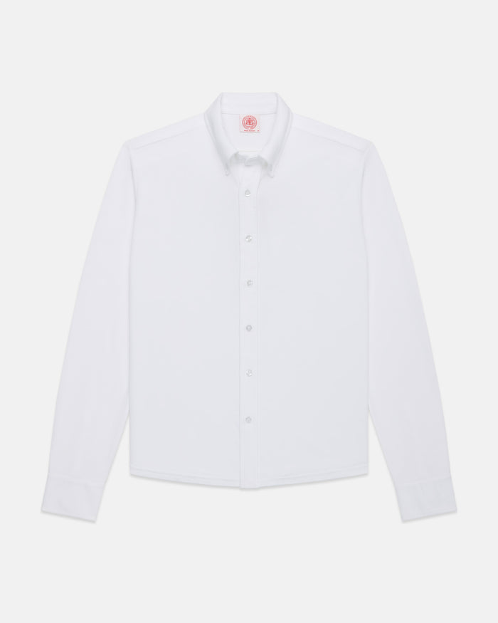 White Pique Button Down Shirt