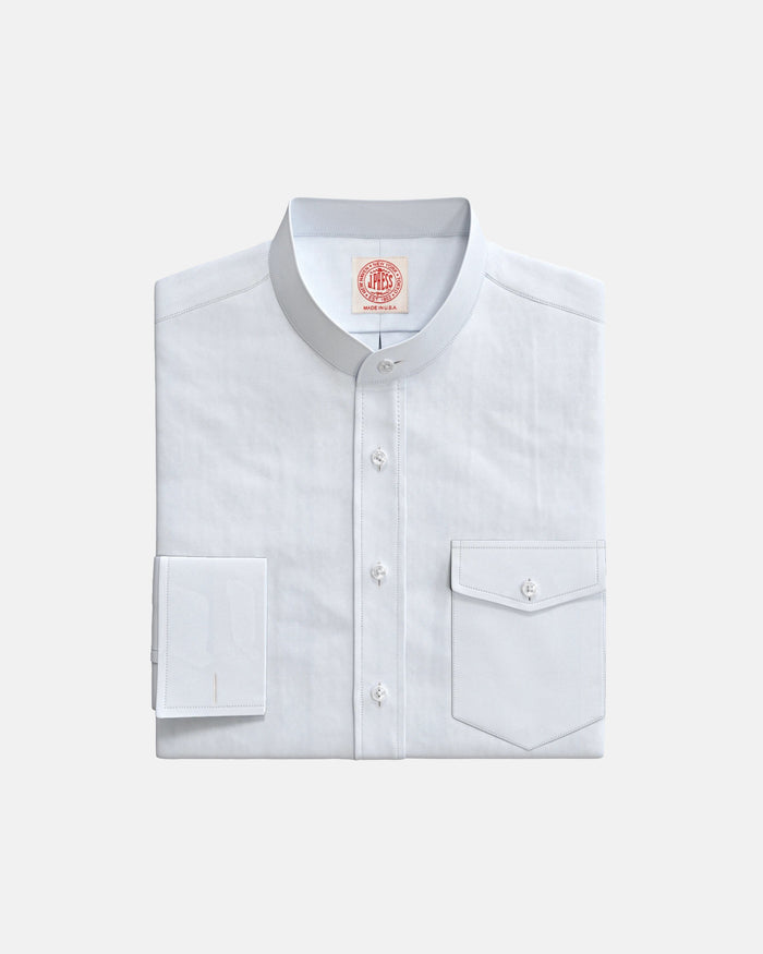 White Royal Oxford Banded Collar Custom Shirt