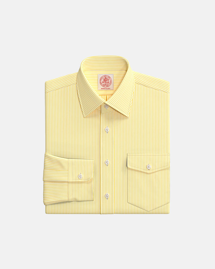 Yellow Bengal Stripe Semi-Spread Collar Custom Shirt