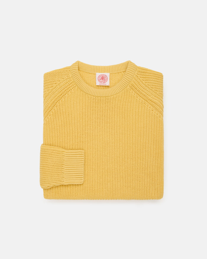 Yellow Shaker Knit Cotton Crew Neck Sweater