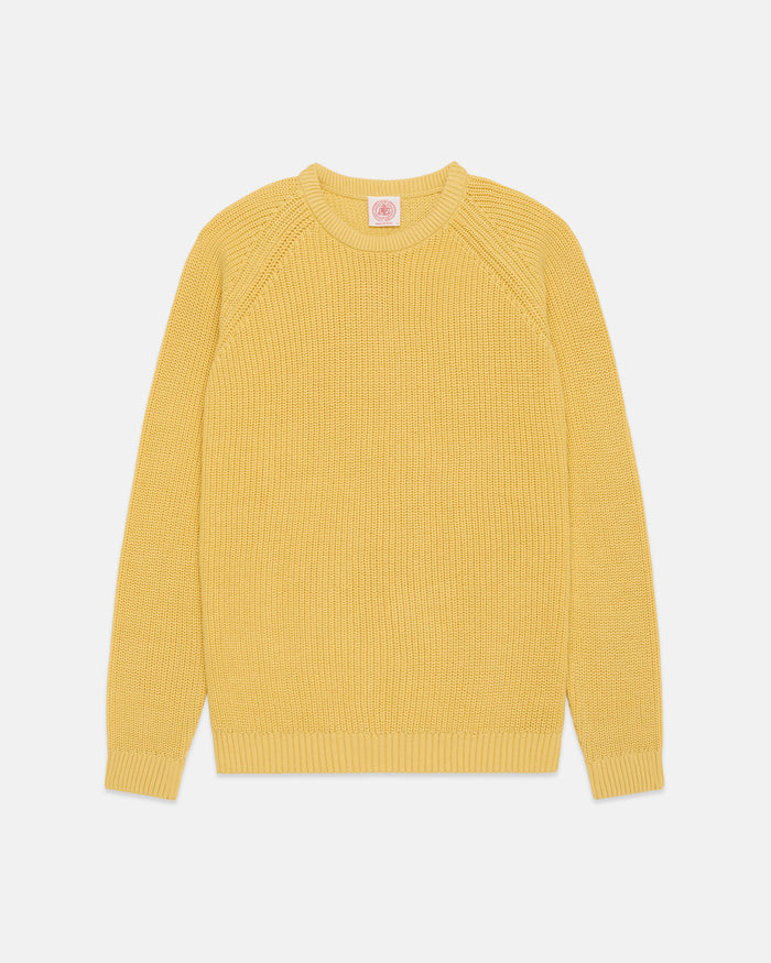 Yellow Shaker Knit Cotton Crew Neck Sweater