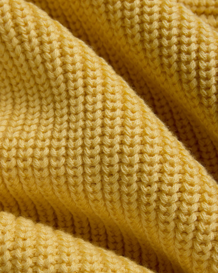 Yellow Shaker Knit Cotton Crew Neck Sweater